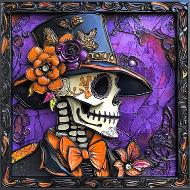 Halloween Skull Sign, DCO-102387, Sign For Wreath, 10x10in Metal Sign